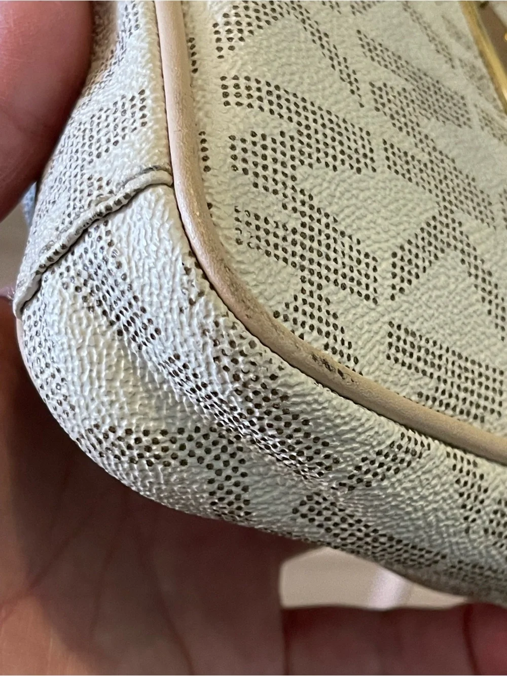 Michael Kors Cream Monogram Crossbody with Gold Hardware